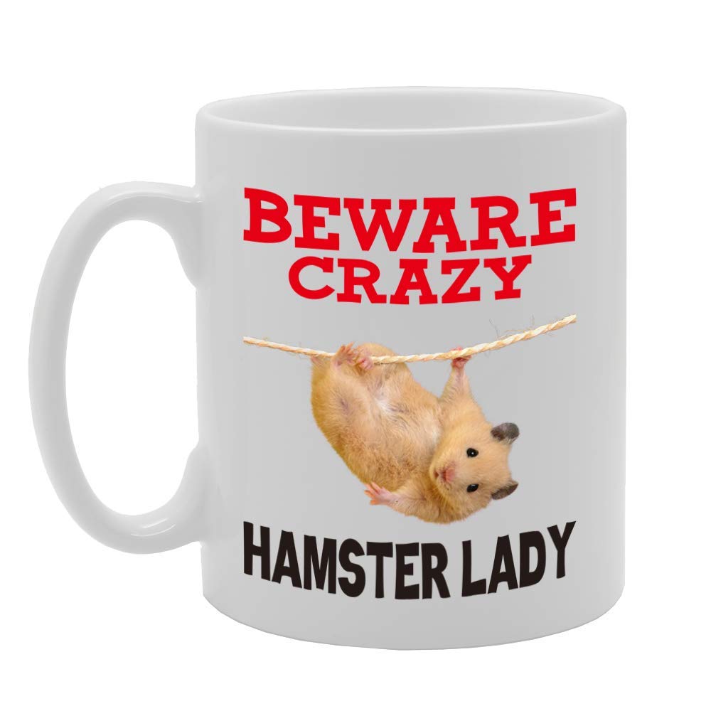 Beware Crazy Hamster Lady   Printed Tea Coffee Ceramic  Mg4429 - Funny Printed Coffee Mug - Great Gift Idea
