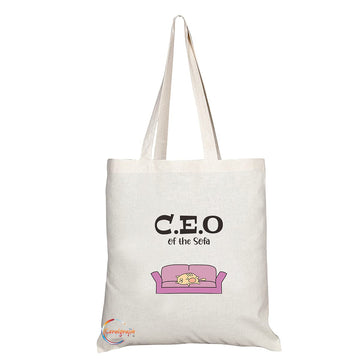 TB1333 C.E.O of the Sofa Tea Novelty Present Gift Printed Eco-Friendly Stylish Long Handled Tote Shoulder Bag