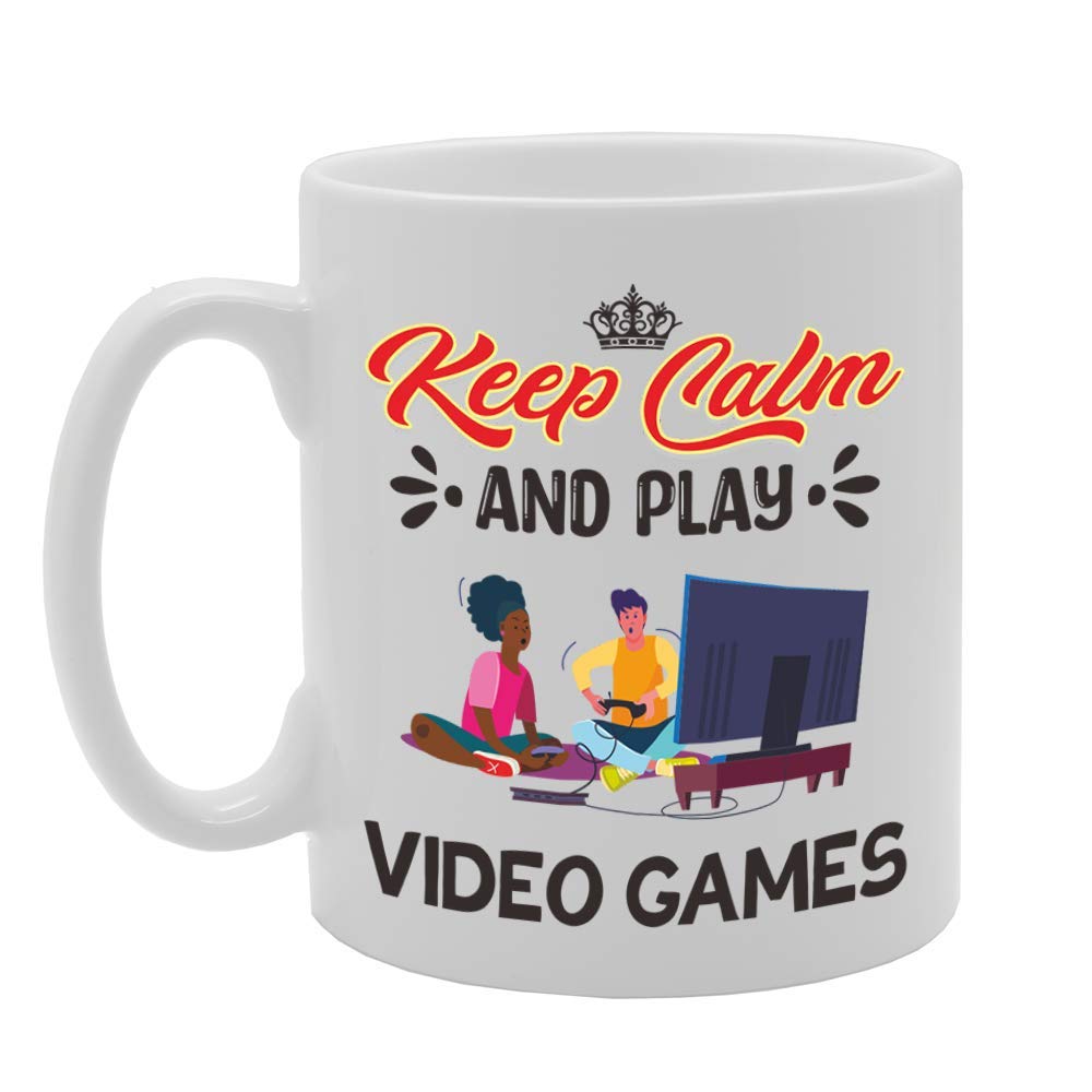 Keep Calm And Play Video Games   Printed Tea Coffee Ceramic  Mg5076 - Funny Printed Coffee Mug - Great Gift Idea