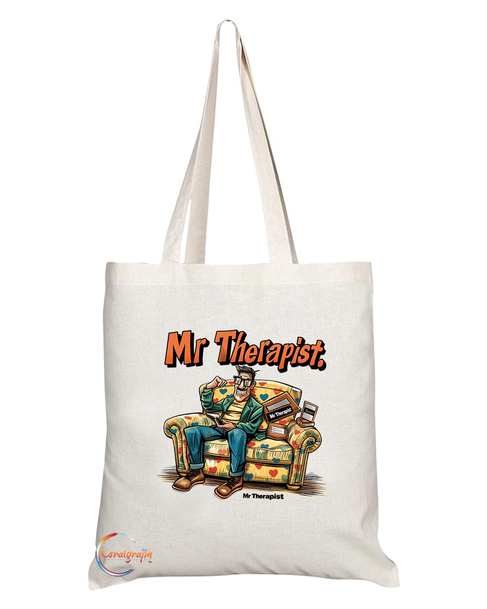 TB1887 Mr Therapist Tote Bag - Gift for Therapists, Counselors, Mental Health Professionals - Durable, Stylish, Eco-Friendly, Reusable, Spacious, and Lightweight