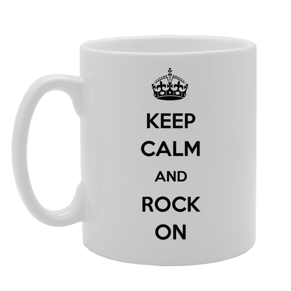 Keep Calm And Rock On   Printed Tea Coffee Ceramic  Mg960 - Funny Printed Coffee Mug - Great Gift Idea