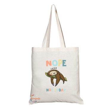 TB767 Nope Not Today Cute Sloth Lazy Novelty Present Gift Printed Eco-Friendly Stylish Long Handled Tote Shoulder Bag