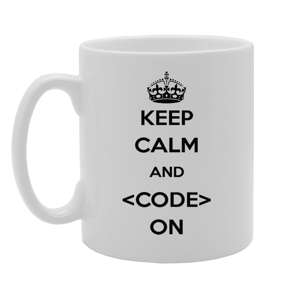 Keep Calm And Code On   Printed Tea Coffee Ceramic  Mg949 - Funny Printed Coffee Mug - Great Gift Idea