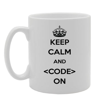 Keep Calm And Code On   Printed Tea Coffee Ceramic  Mg949 - Funny Printed Coffee Mug - Great Gift Idea