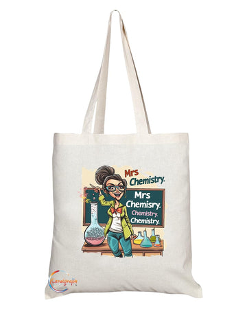 TB1824 Mrs Chemistry Tote Bag - Gift for Female Chemistry Teachers, Scientists, Research Enthusiasts - Durable, Stylish, Eco-Friendly, Reusable, Spacious, and Lightweight