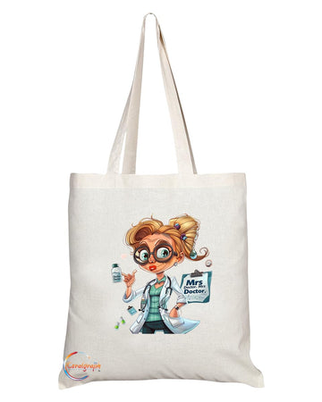TB1858 Mrs Doctor Tote Bag - Gift for Female Doctors, Medical Professionals, Healthcare Workers - Durable, Stylish, Eco-Friendly, Reusable, Spacious, and Lightweight