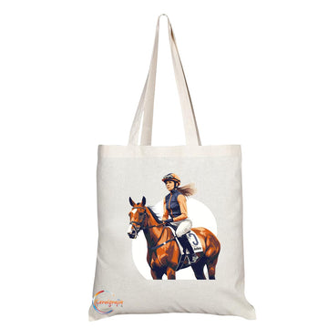 TB1770 Mrs Jockey Tote Bag - Great for Female Jockeys, Horse Racing Enthusiasts, Equestrians - Sustainable, Stylish, Long Handled, Durable and Reusable