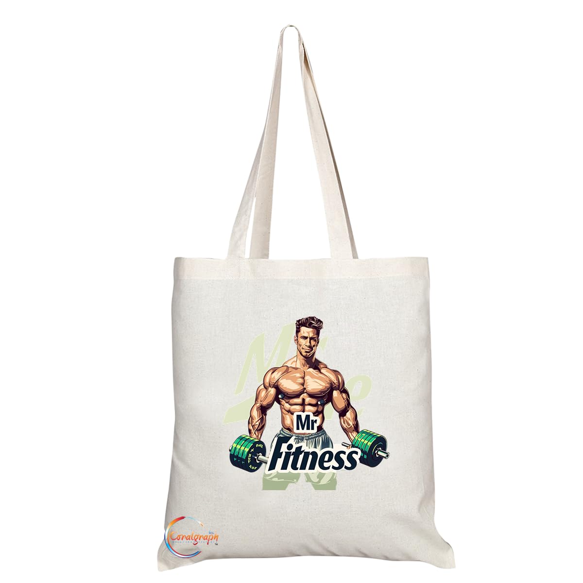 TB1785 Mr Fitness Tote Bag - Great for Fitness Enthusiasts, Gym Goers, Health Buffs - Sustainable, Stylish, Long Handled, Durable and Reusable