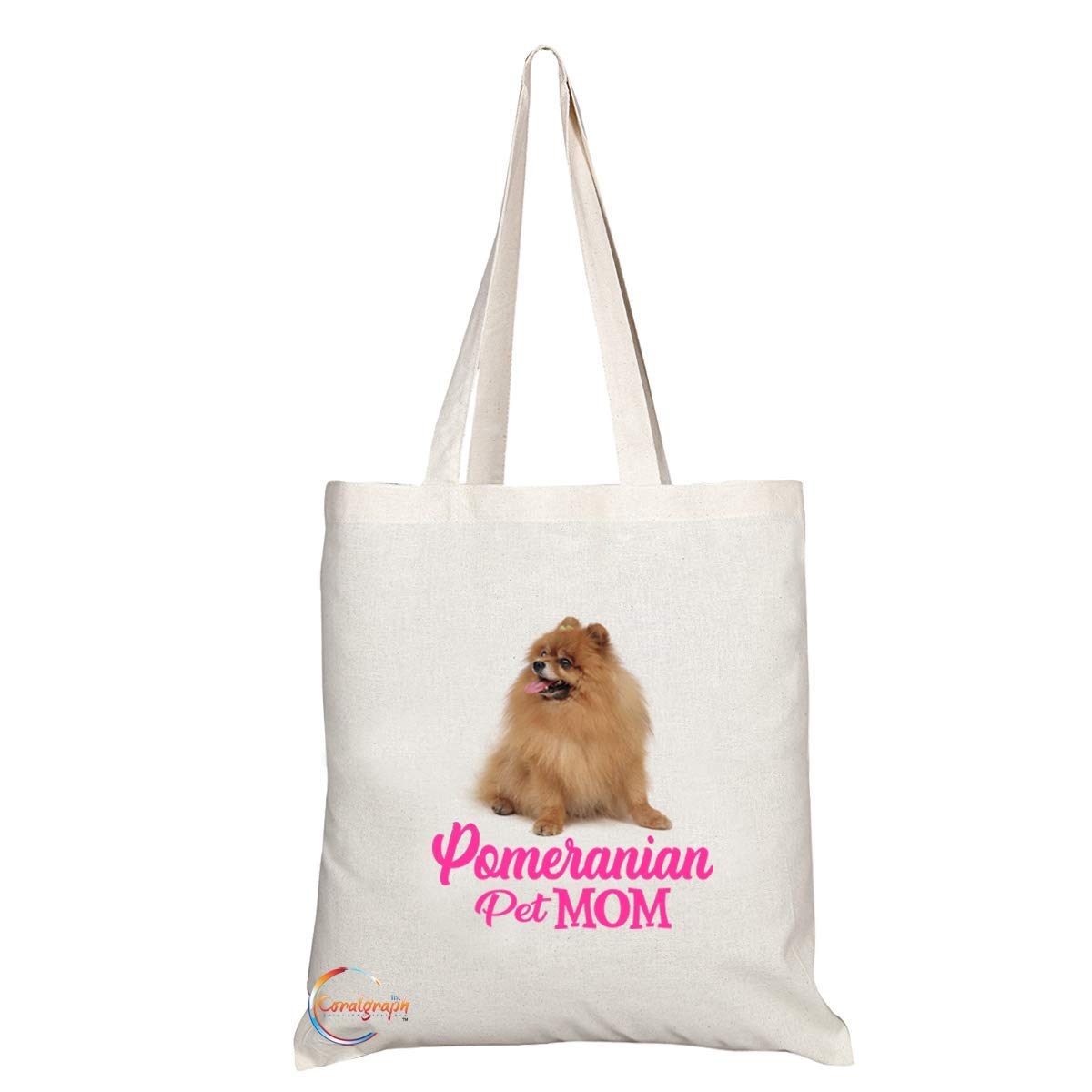 TB611 Pet MOM Pomeranian Novelty Present Gift Printed Eco-Friendly Stylish Long Handled Tote Shoulder Bag