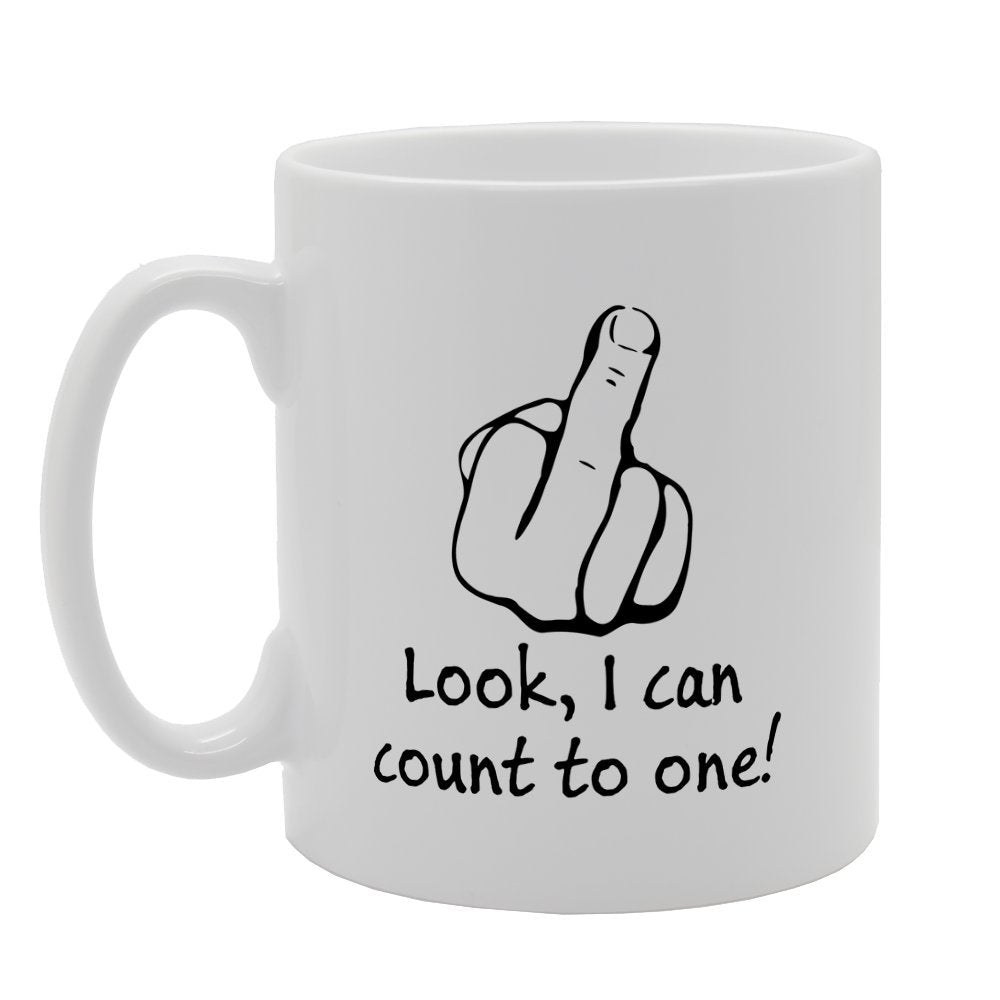 Look I Can Count To One   Printed Tea Coffee Ceramic  Mg3135 - Funny Printed Coffee Mug - Great Gift Idea
