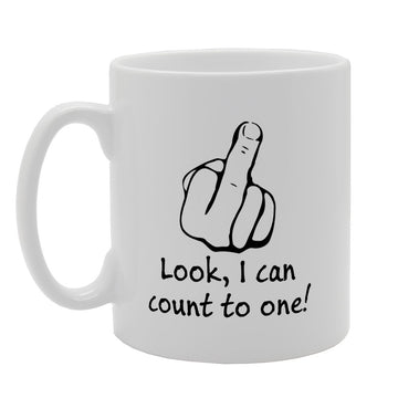 Look I Can Count To One   Printed Tea Coffee Ceramic  Mg3135 - Funny Printed Coffee Mug - Great Gift Idea