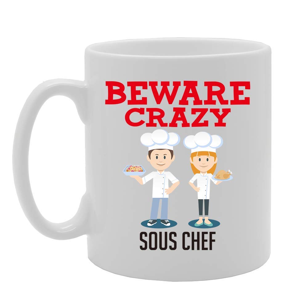 Beware Crazy Sous Chef   Printed Tea Coffee Ceramic  Mg4471 - Funny Printed Coffee Mug - Great Gift Idea