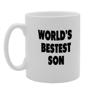 World'S Bestest Son   Printed Tea Coffee Ceramic  Mg1385 - Funny Printed Coffee Mug - Great Gift Idea