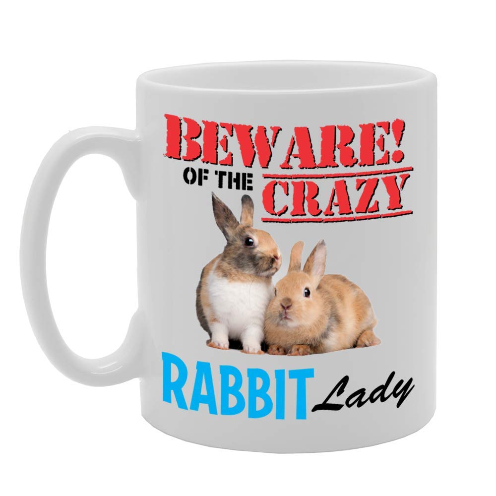 Beware!Of The Crazy Rabbit Lady   Printed Tea Coffee Ceramic  Mg4650 - Funny Printed Coffee Mug - Great Gift Idea