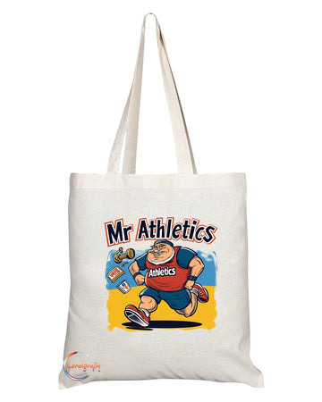 TB1828 Mr Athletics Tote Bag - Gift for Athletes, Sports Enthusiasts, Fitness Fans - Durable, Stylish, Eco-Friendly, Reusable, Spacious, and Lightweight