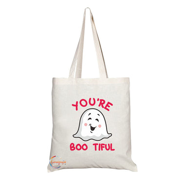 TB1127 You're Boo Tiful Novelty Present Gift Printed Eco-Friendly Stylish Long Handled Tote Shoulder Bag