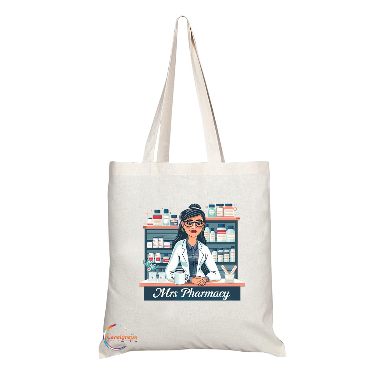 TB1762 Mrs Pharmacy Tote Bag - Great for Pharmacists, Pharmacy Technicians, Medical Professionals - Sustainable, Stylish, Long Handled, Durable and Reusable