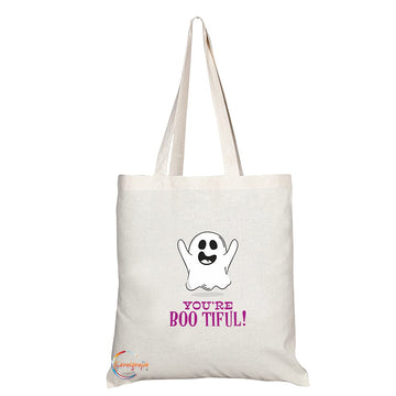 TB1345 You're Boo Tiful Tea Novelty Present Gift Printed Eco-Friendly Stylish Long Handled Tote Shoulder Bag