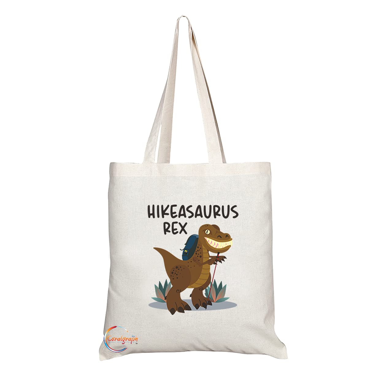 TB1274 Hikeasaurus Rex Novelty Present Gift Printed Eco-Friendly Stylish Long Handled Tote Shoulder Bag
