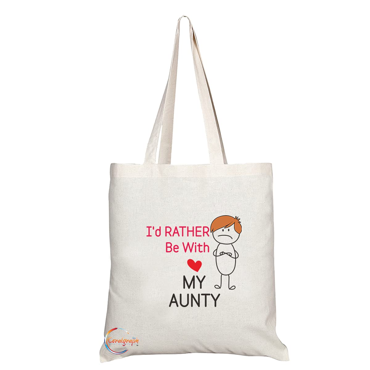 TB1295 I'd Rather Be With My Aunty Novelty Present Gift Printed Eco-Friendly Stylish Long Handled Tote Shoulder Bag