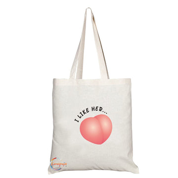 TB1322 I Like Her... Tea Novelty Present Gift Printed Eco-Friendly Stylish Long Handled Tote Shoulder Bag
