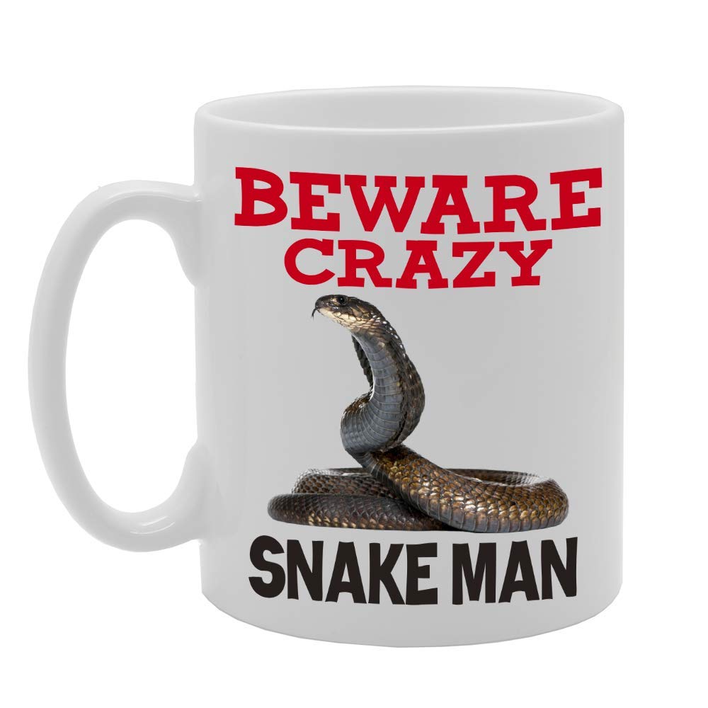 Beware Crazy Snake Man   Printed Tea Coffee Ceramic  Mg4418 - Funny Printed Coffee Mug - Great Gift Idea