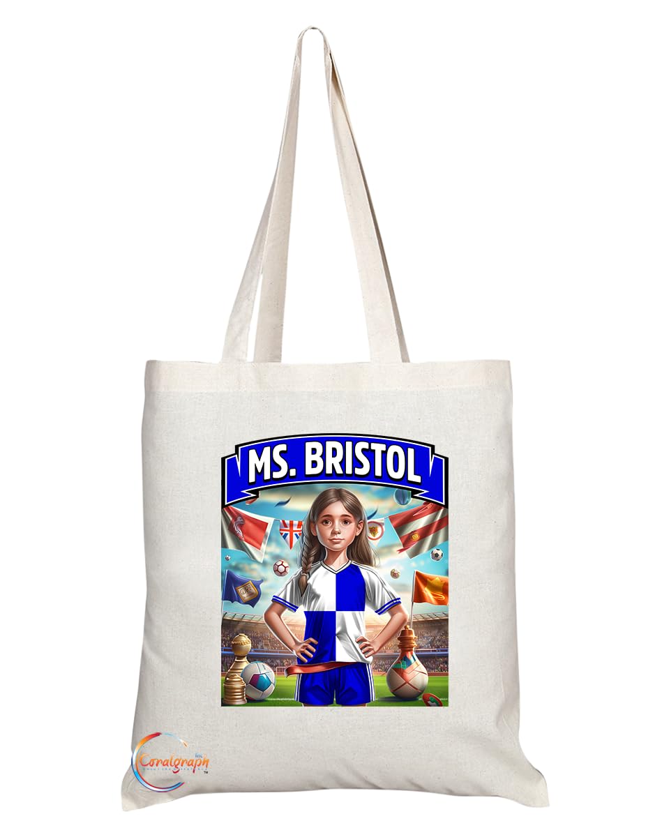 TB1657 Ms Bristol Footie Fan Lady Girl Tote Bag - Eco-Friendly, Stylish, Long Handled, Perfect Novelty Gift by