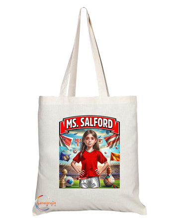 TB1689 Ms Salford Footie Fan Lady Girl Tote Bag - Eco-Friendly, Stylish, Long Handled, Perfect Novelty Gift by