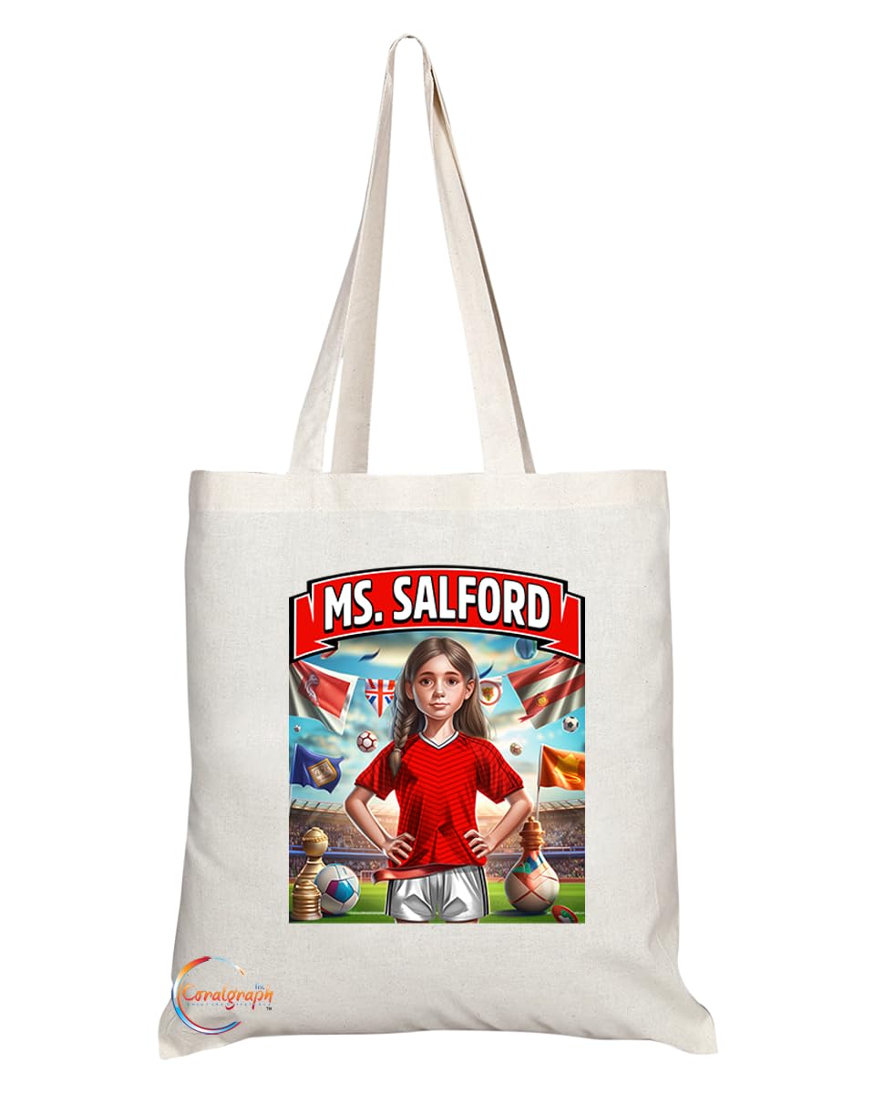 TB1689 Ms Salford Footie Fan Lady Girl Tote Bag - Eco-Friendly, Stylish, Long Handled, Perfect Novelty Gift by