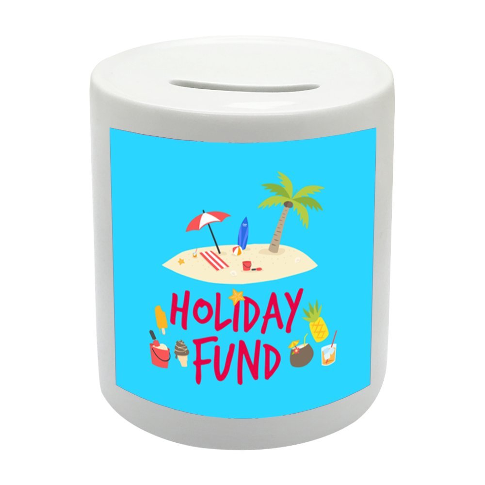 BS072 Holiday Fund Novelty Gift Printed Ceramic Piggy Bank Money Saving Box
