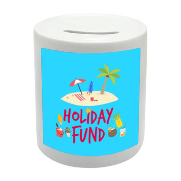 BS072 Holiday Fund Novelty Gift Printed Ceramic Piggy Bank Money Saving Box
