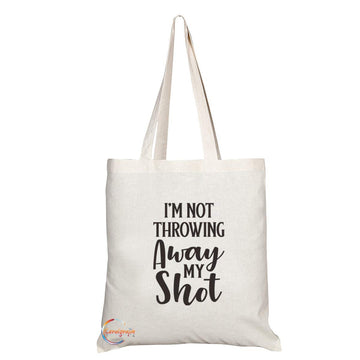 TB762 I’m Not Throwing Away My Shot Novelty Present Gift Printed Eco-Friendly Stylish Long Handled Tote Shoulder Bag