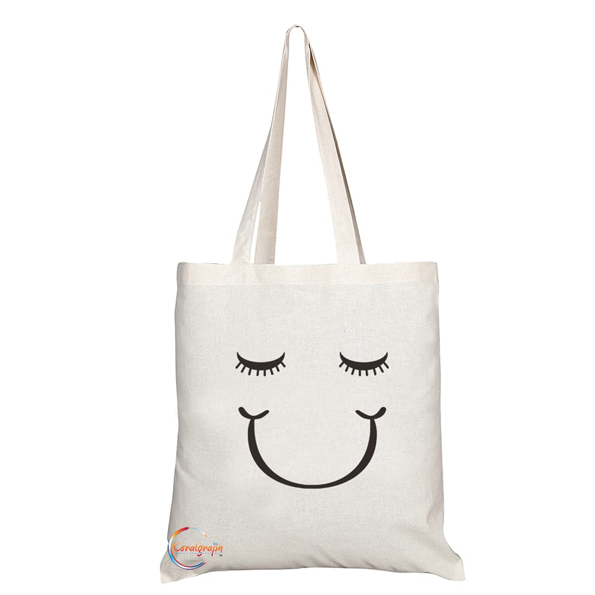 TB1235 Mrs Smile Novelty Present Gift Printed Eco-Friendly Stylish Long Handled Tote Shoulder Bag
