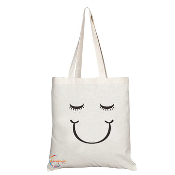 TB1235 Mrs Smile Novelty Present Gift Printed Eco-Friendly Stylish Long Handled Tote Shoulder Bag