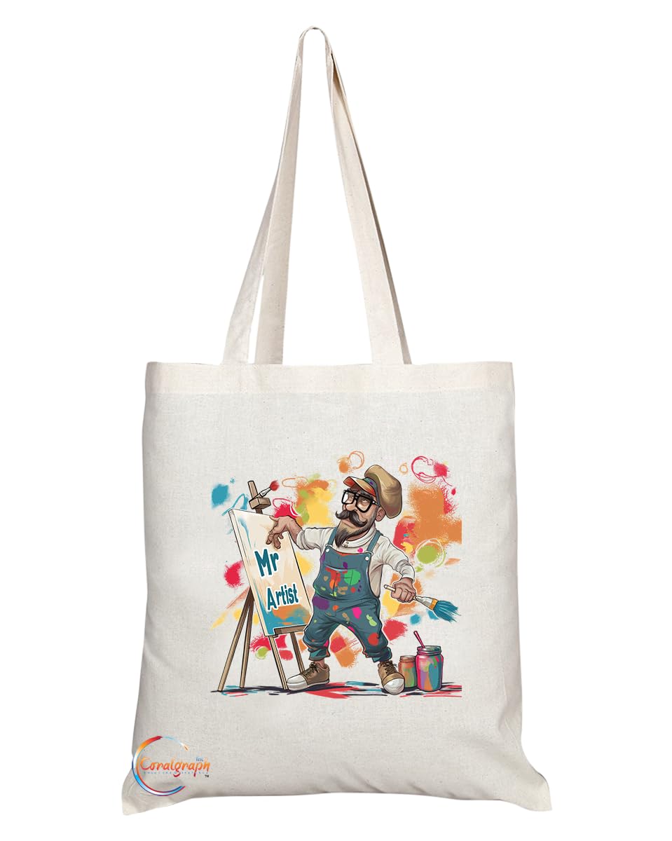 TB1837 Mr Artist Tote Bag - Gift for Artists, Painters, Creative Minds - Durable, Stylish, Eco-Friendly, Reusable, Spacious, and Lightweight