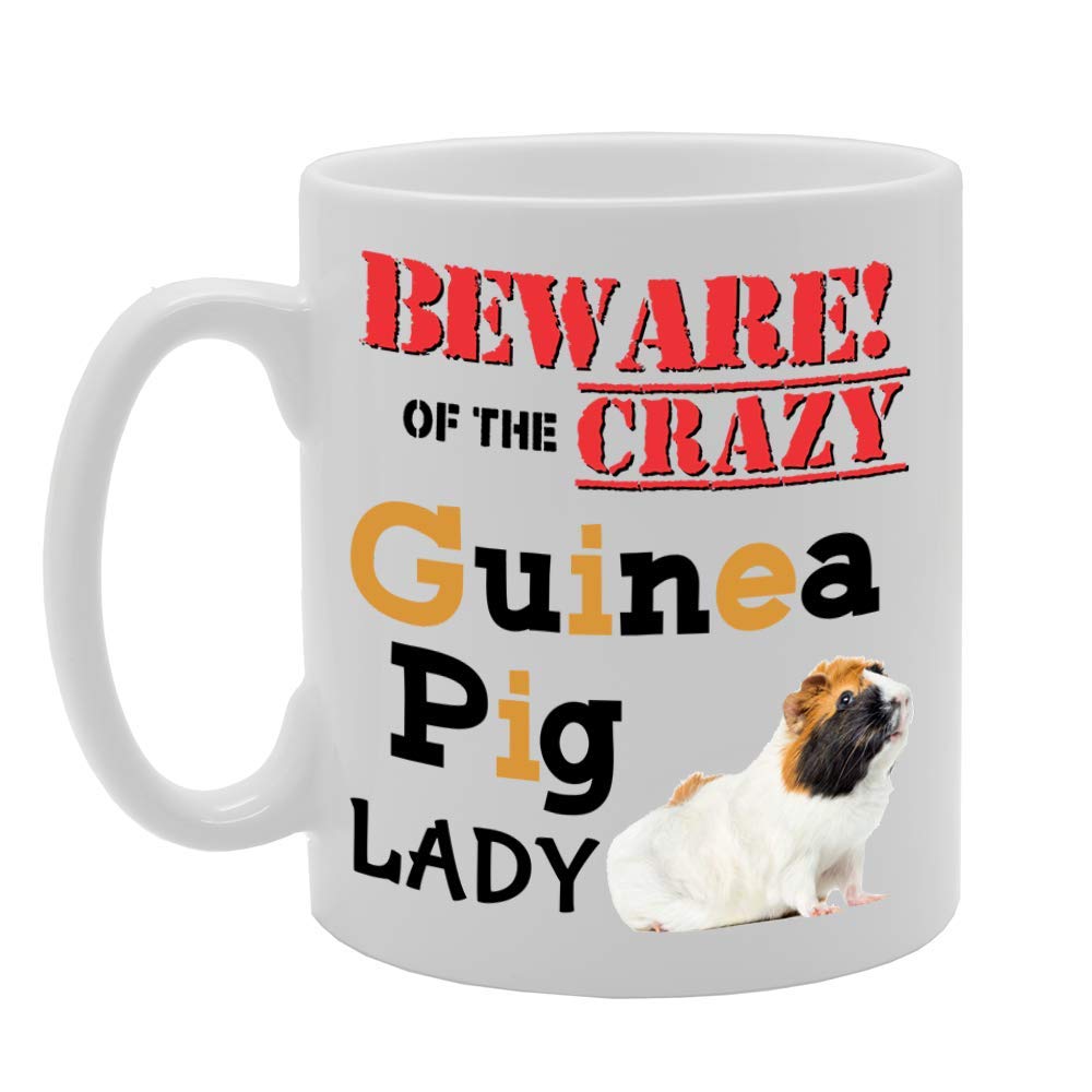 Beware!Of The Crazy Guinea Pig Lady   Printed Tea Coffee Ceramic  Mg4653 - Funny Printed Coffee Mug - Great Gift Idea