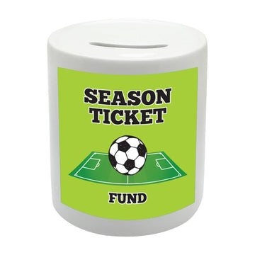 BS067 SEASON TICKET FUND Novelty Gift Printed Ceramic Piggy Bank Money Saving Box
