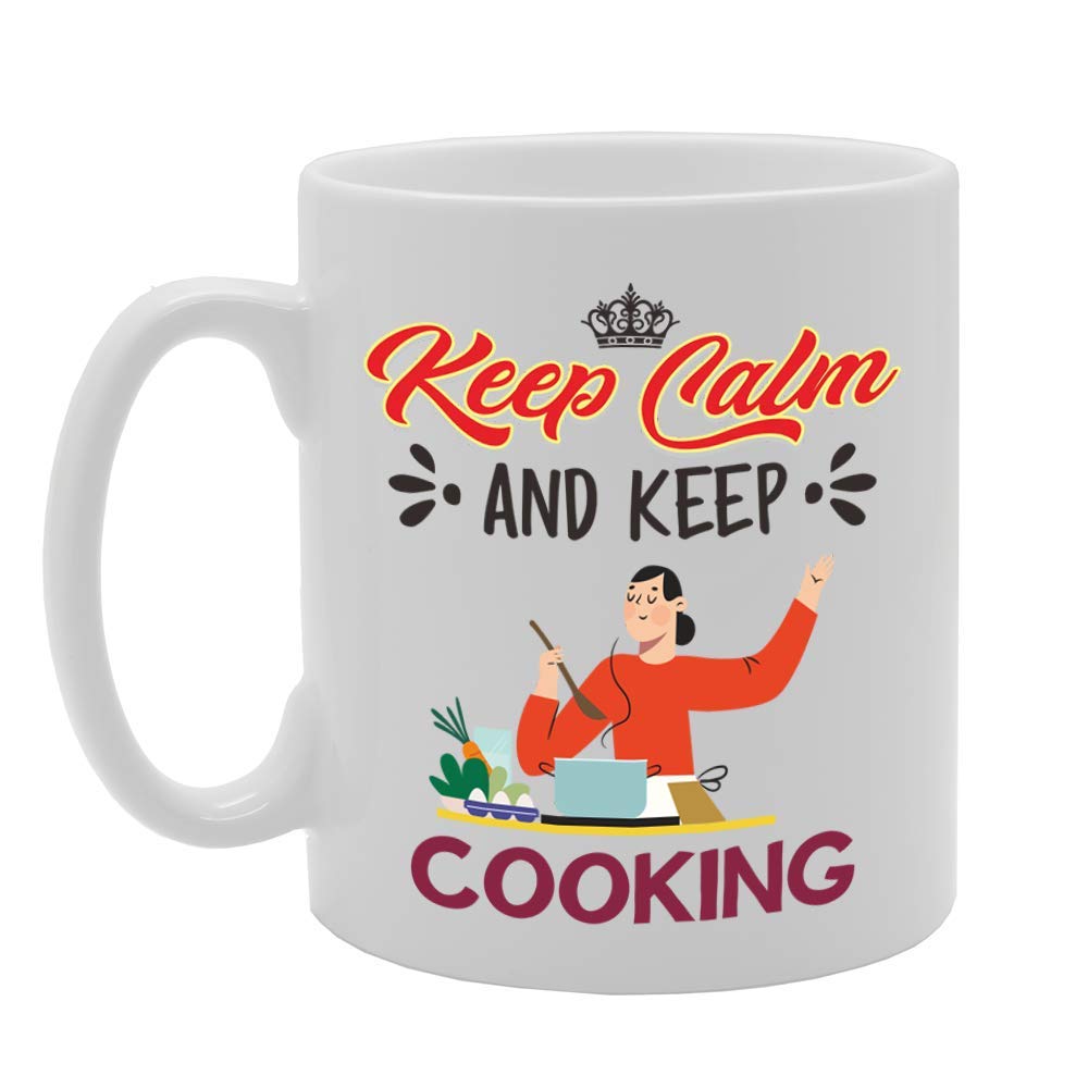 Keep Calm And Keep Cooking   Printed Tea Coffee Ceramic  Mg5080 - Funny Printed Coffee Mug - Great Gift Idea