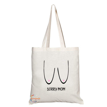 TB766 Sorry Mom Boobs Novelty Present Gift Printed Eco-Friendly Stylish Long Handled Tote Shoulder Bag