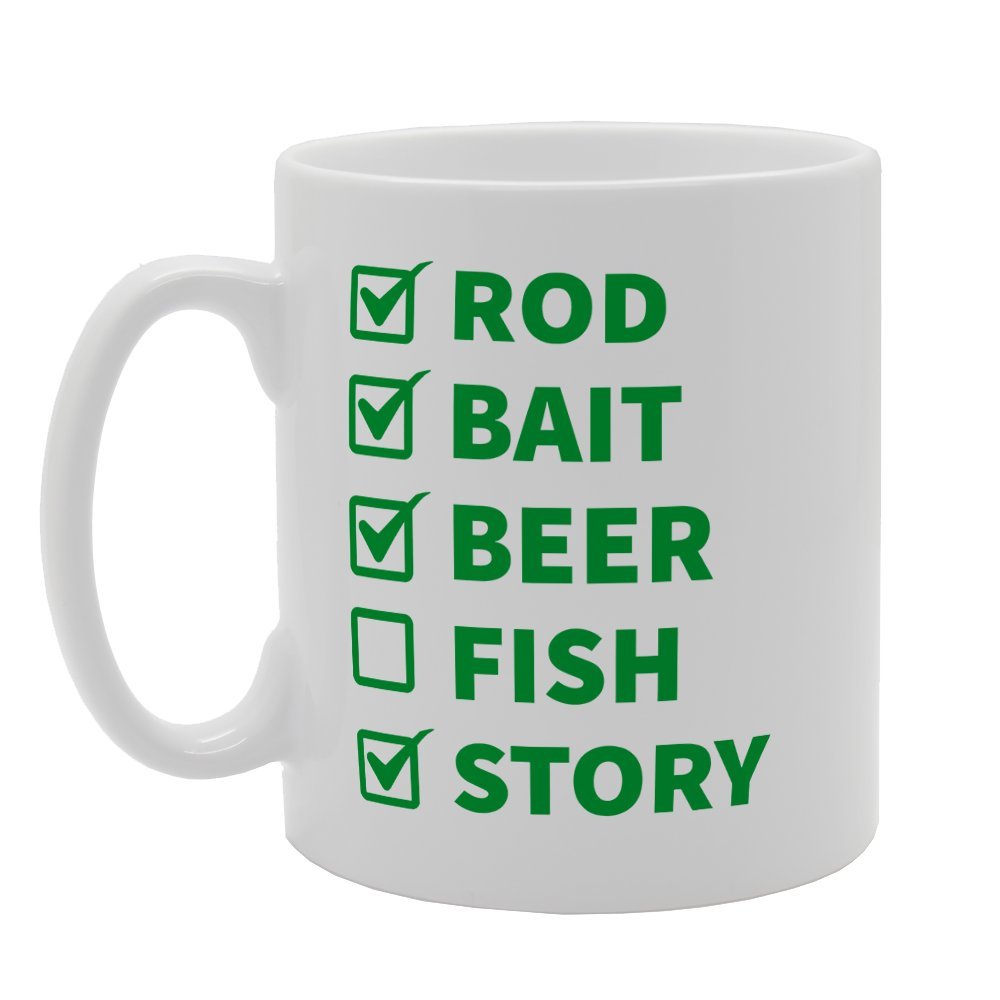 Fisherman Checklist Rod Bait Beer Story   Printed Tea Coffee Ceramic  Mg2071 - Funny Printed Coffee Mug - Great Gift Idea