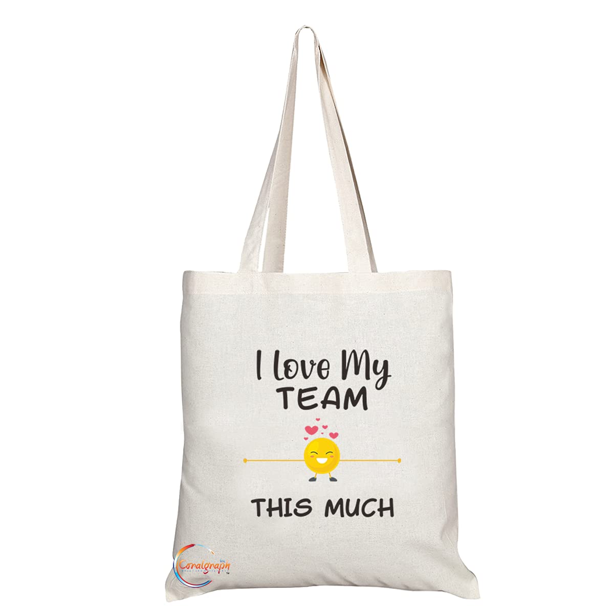TB1206 I Love My Team this Much Novelty Present Gift Printed Eco-Friendly Stylish Long Handled Tote Shoulder Bag