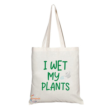 TB1115 I Wet My Plants Novelty Present Gift Printed Eco-Friendly Stylish Long Handled Tote Shoulder Bag