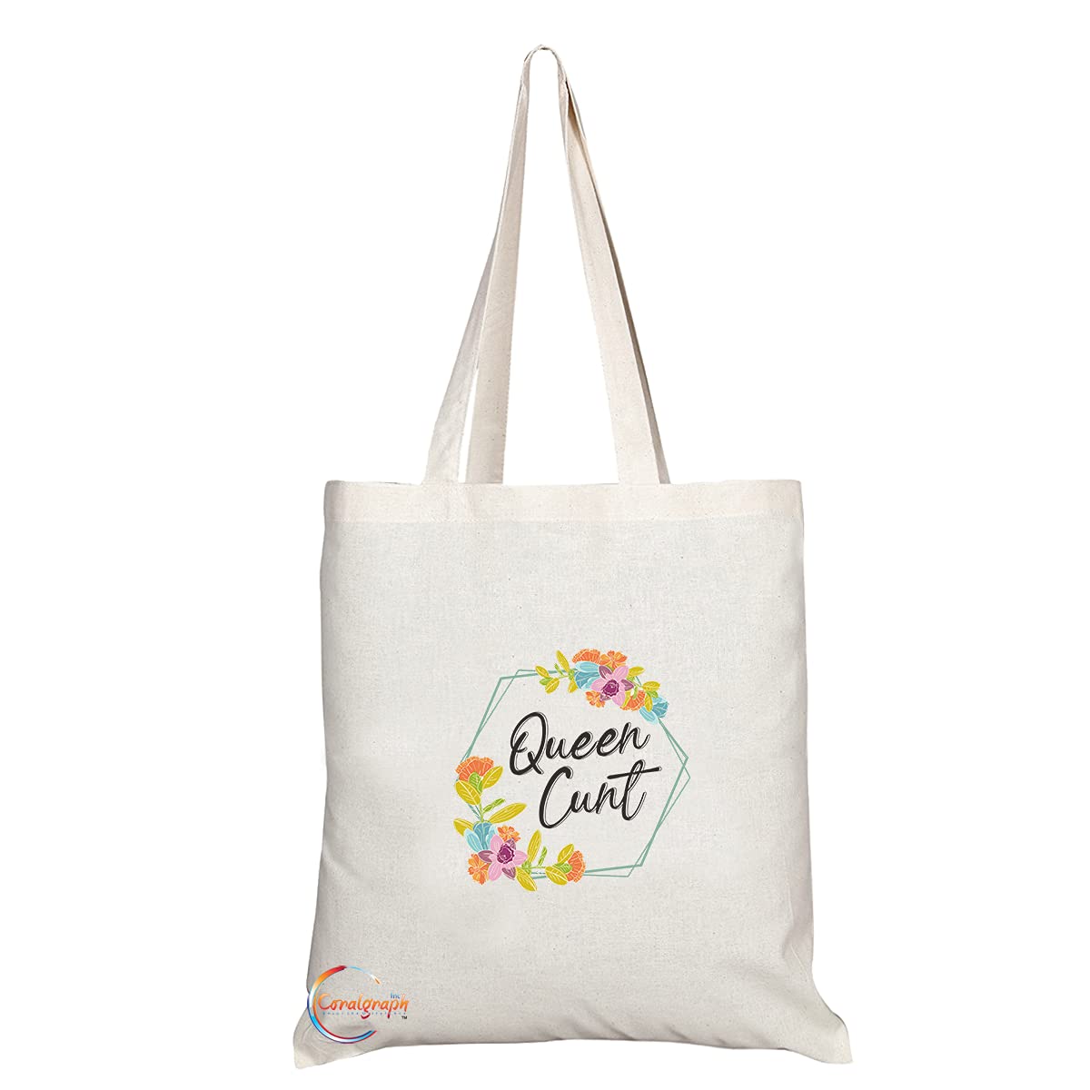 TB1420 Queen C**t Novelty Present Gift Printed Eco-Friendly Stylish Long Handled Tote Shoulder Bag