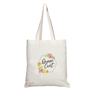 TB1420 Queen C**t Novelty Present Gift Printed Eco-Friendly Stylish Long Handled Tote Shoulder Bag
