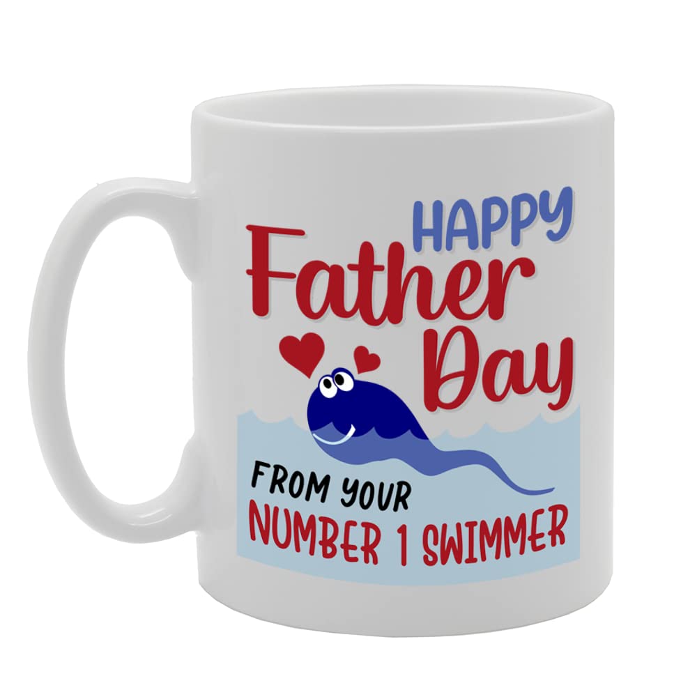 Number One Swimmer Father'S Day   Printed Tea Coffee Ceramic  Mg5537 - Funny Printed Coffee Mug - Great Gift Idea