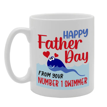 Number One Swimmer Father'S Day   Printed Tea Coffee Ceramic  Mg5537 - Funny Printed Coffee Mug - Great Gift Idea