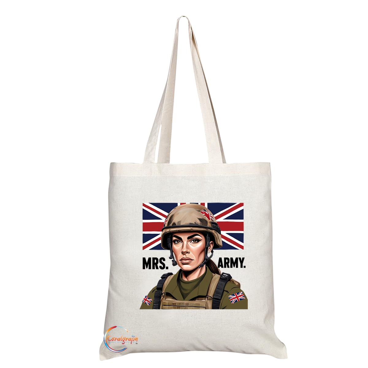 TB1749 Mrs Army Tote Bag - Great for Married Soldiers, Military Personnel, Veterans - Sustainable, Stylish, Long Handled, Durable and Reusable