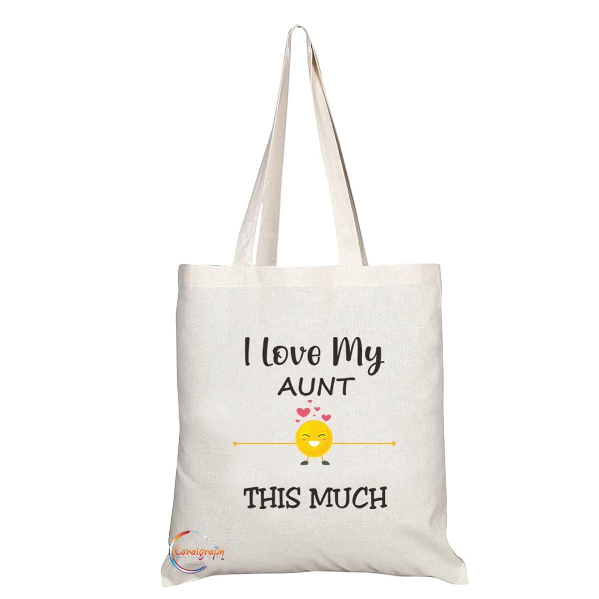 TB1183 Love My Aunt This Much Novelty Present Gift Printed Eco-Friendly Stylish Long Handled Tote Shoulder Bag