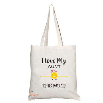 TB1183 Love My Aunt This Much Novelty Present Gift Printed Eco-Friendly Stylish Long Handled Tote Shoulder Bag