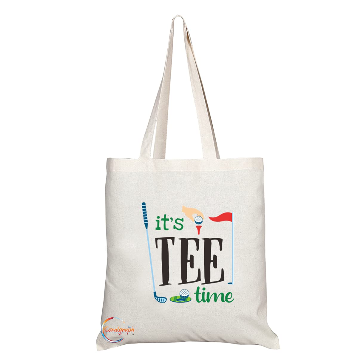 TB1279 Its Tee Time Novelty Present Gift Printed Eco-Friendly Stylish Long Handled Tote Shoulder Bag